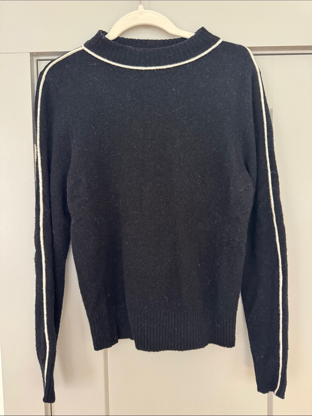 Black Sweater with White Piping - Women's Knit